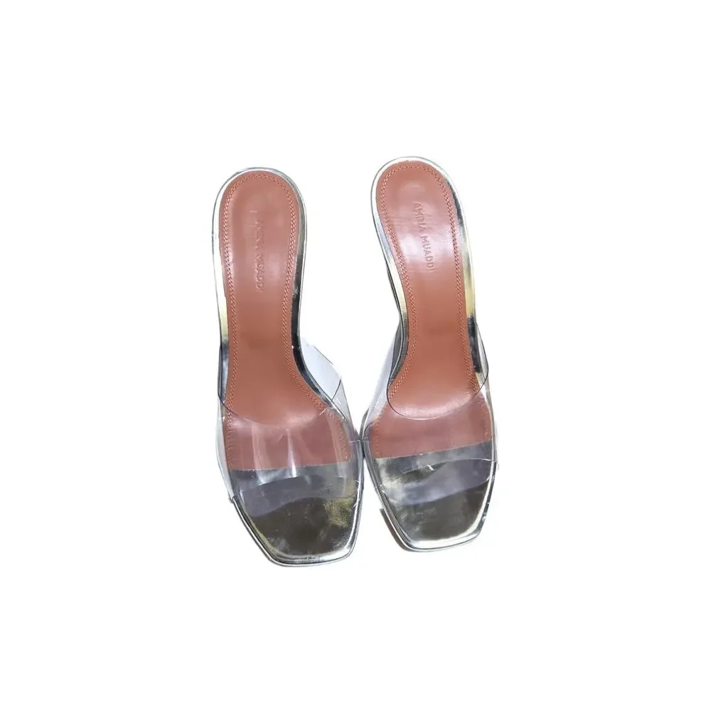 Amina Muaddi Lupita Glass Cinderella Plexi Wedge Transparent Heel IT 40